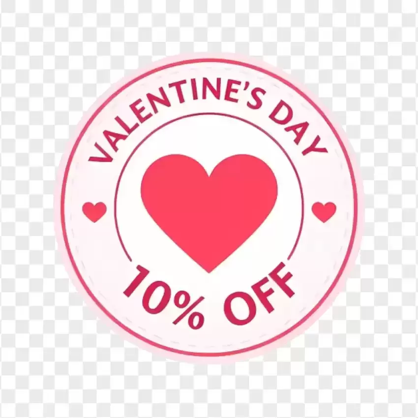 10% Off Valentine's Heart Label PNG