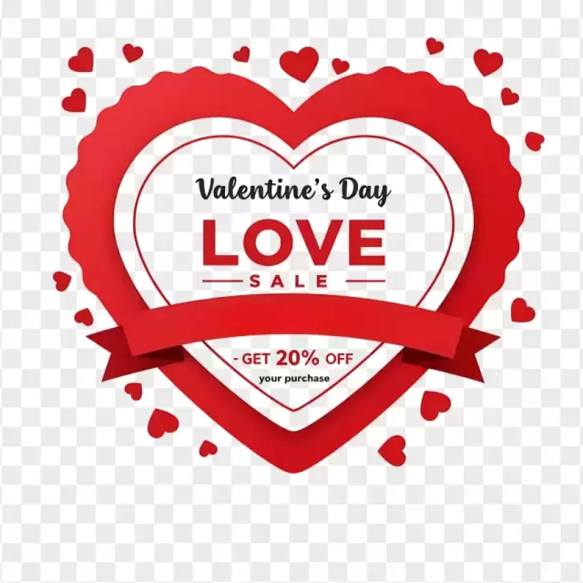 Valentine's Day Sale Ribbon Heart PNG