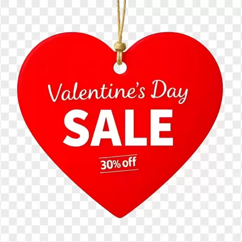 Hanging Heart Valentine's Day Sale 30% PNG