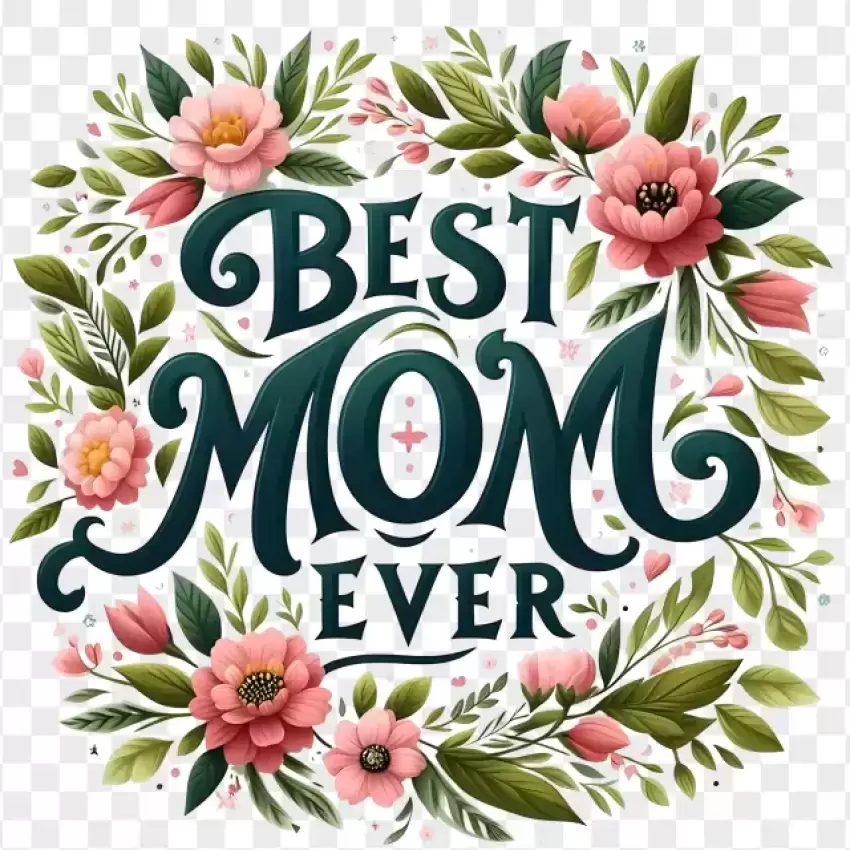 Best Mom Ever Floral Art PNG