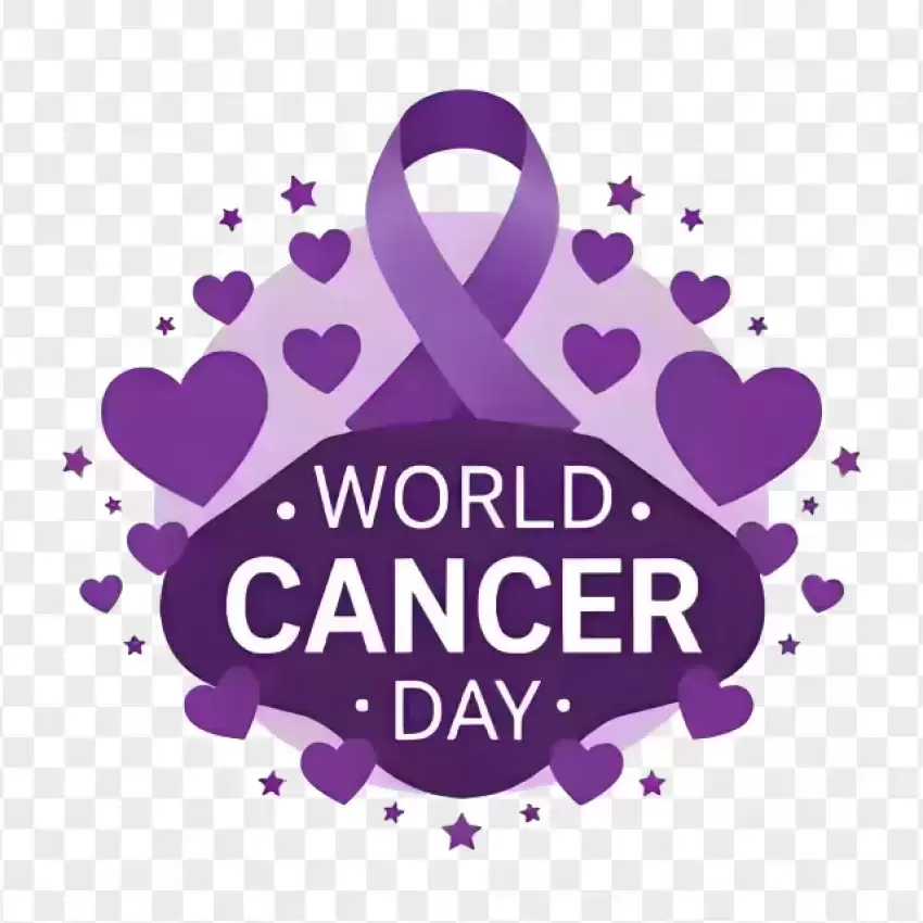 World Cancer Day Heart and Ribbon Design PNG