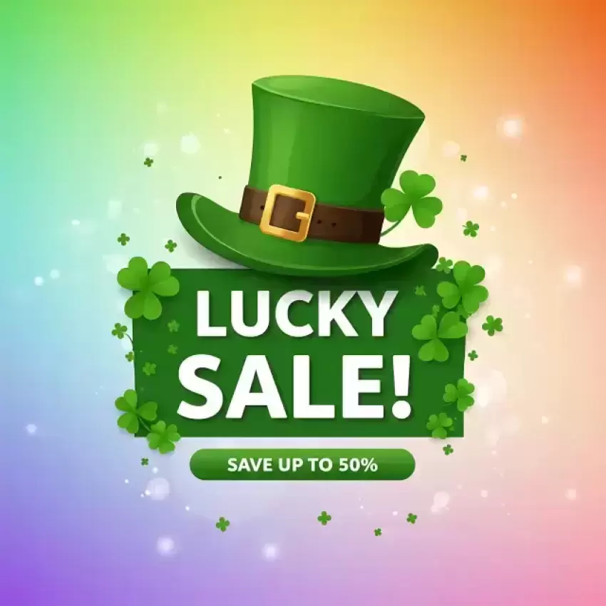 Lucky Sale Up to 50% Off St. Patrick's Day Banner