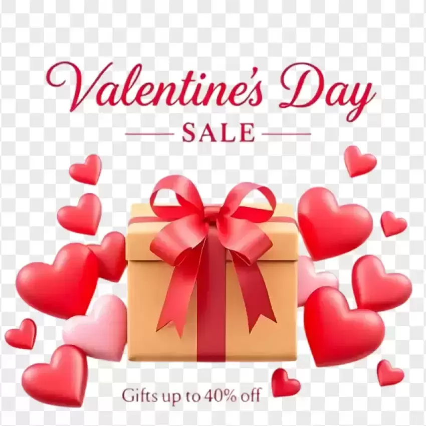 Gift Box Valentine's Day Sale Discount PNG