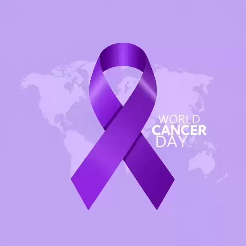 World Cancer Day Purple Ribbon Awareness Design