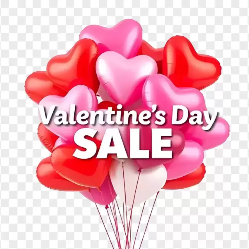 Valentine's Day Heart Balloons Sale PNG