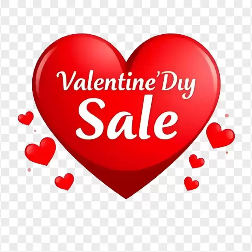 Shiny Heart Valentine's Day Sale Tag PNG