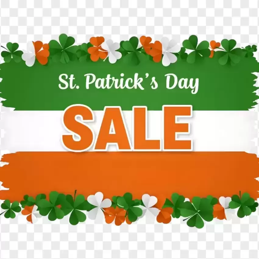 St. Patrick's Day Sale with Irish Flag Theme PNG