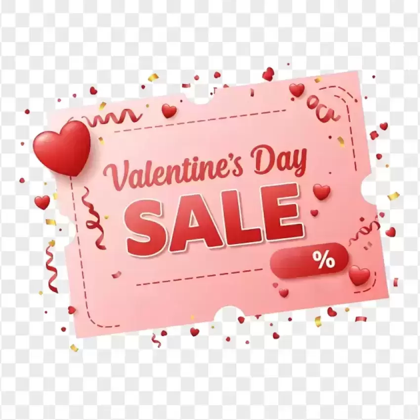 Pink Ticket Valentine's Day Sale PNG