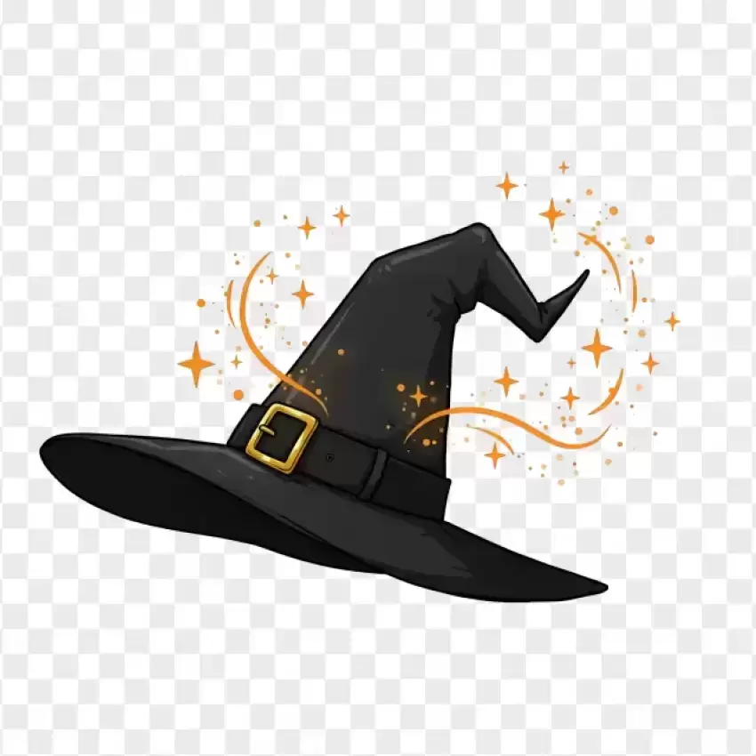 Flying Witch Hat on Transparent Background