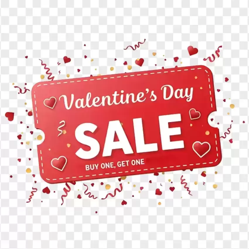 Red Coupon Ticket Valentine's Day Sale PNG