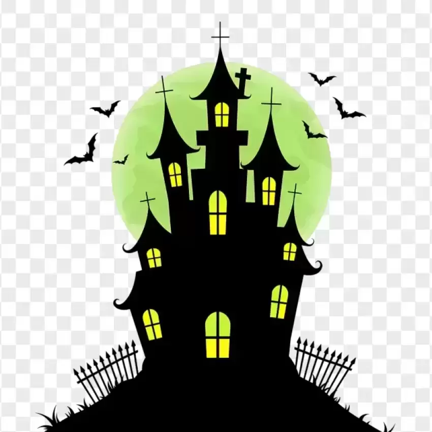 Spooky Haunted House on Transparent Background