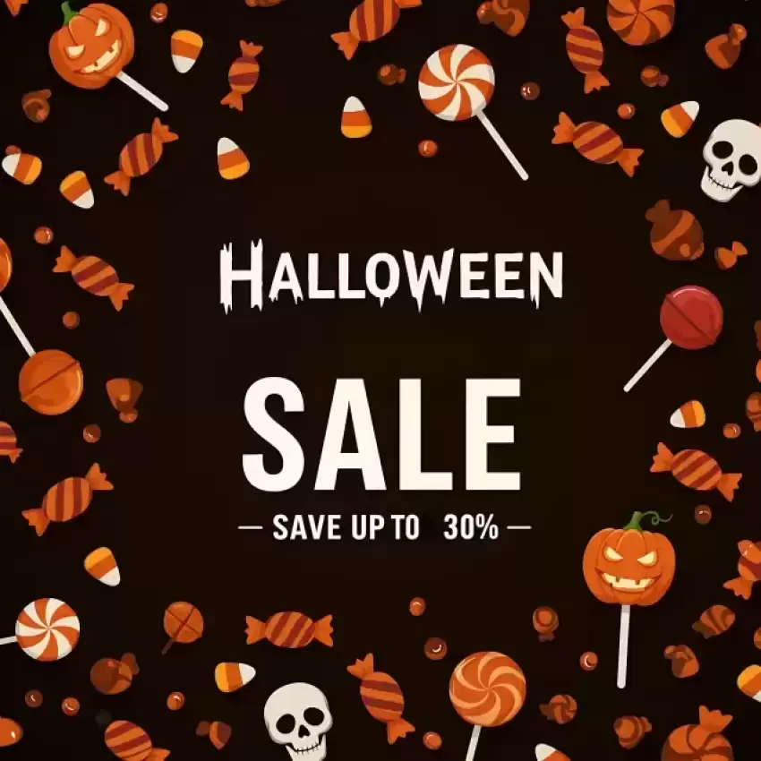 Halloween Sale with Floating Pumpkins Banner