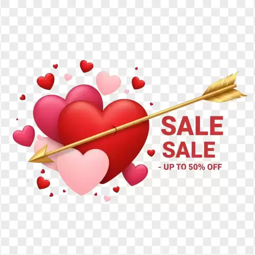 Cupid Arrow Heart Valentine's Day Sale PNG