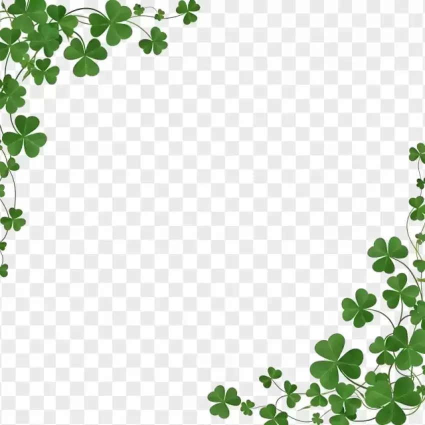 Green Clover Leaves Frame St. Patrick's Day PNG