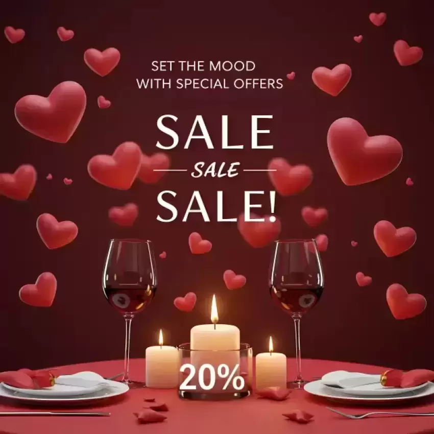 Romantic Dinner Valentine's Sale Offer PNG