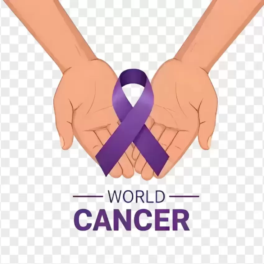 Hands Holding Purple Ribbon Cancer Awareness PNG