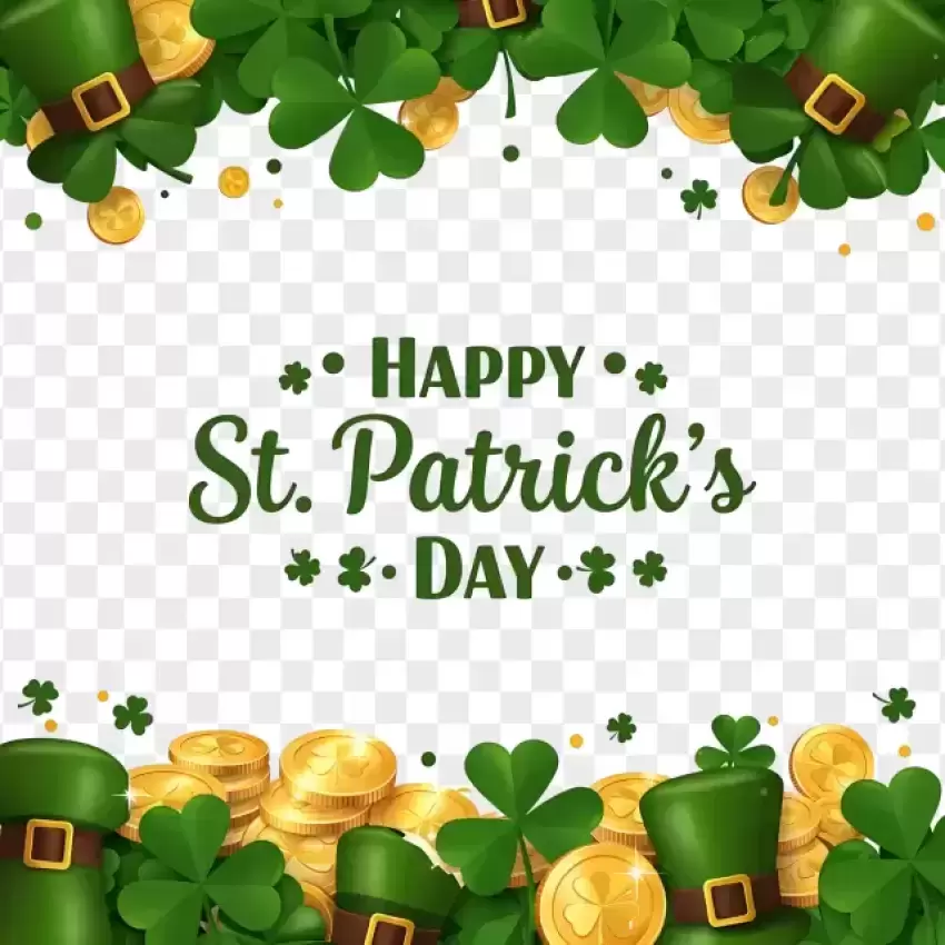 Happy St. Patrick's Day Gold Coin Frame PNG