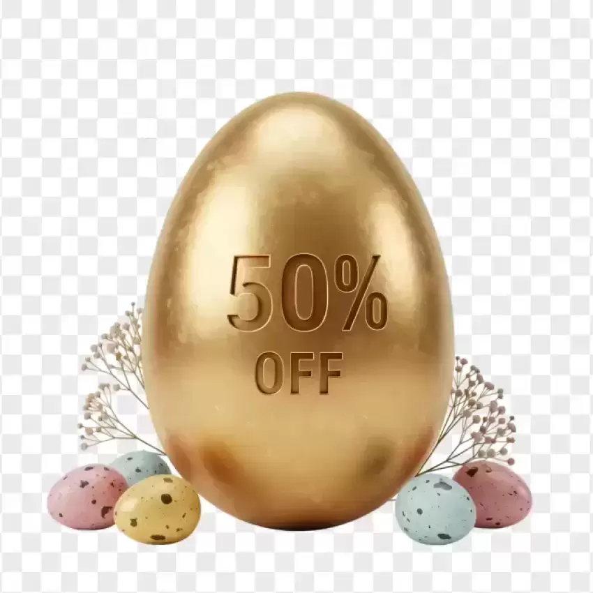 3D Golden Easter Egg with 50% Discount