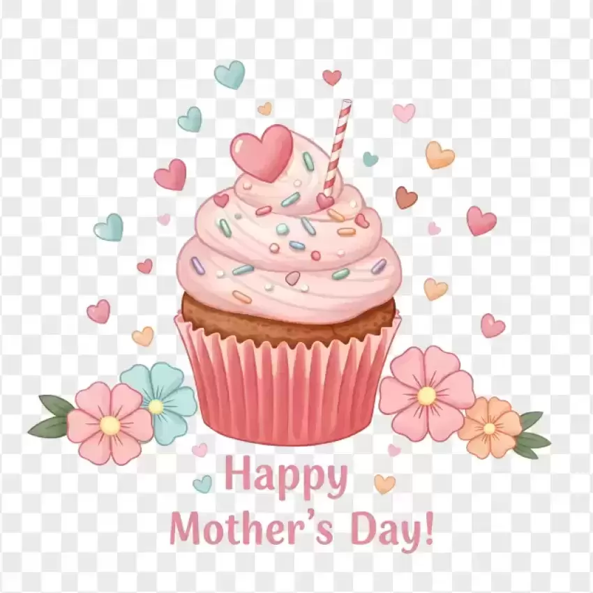 Happy Mother's Day Cupcake Celebration PNG