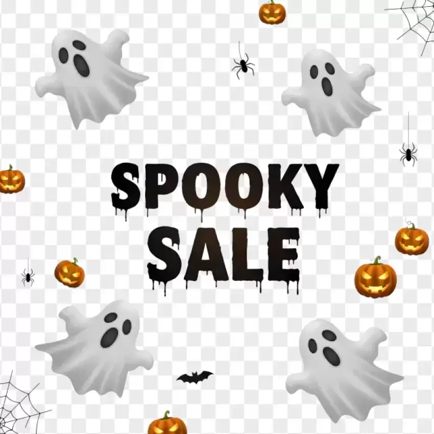 Spooky Sale with Floating Ghosts Banner