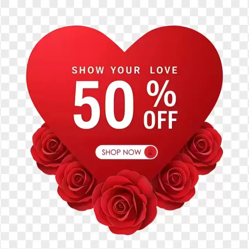 Show Your Love 50% Off Heart Template PNG