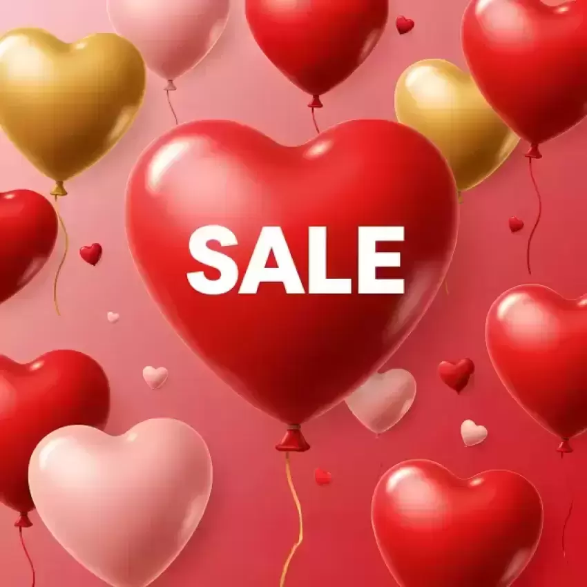 Red Heart Balloons Valentine's Day Sale PNG