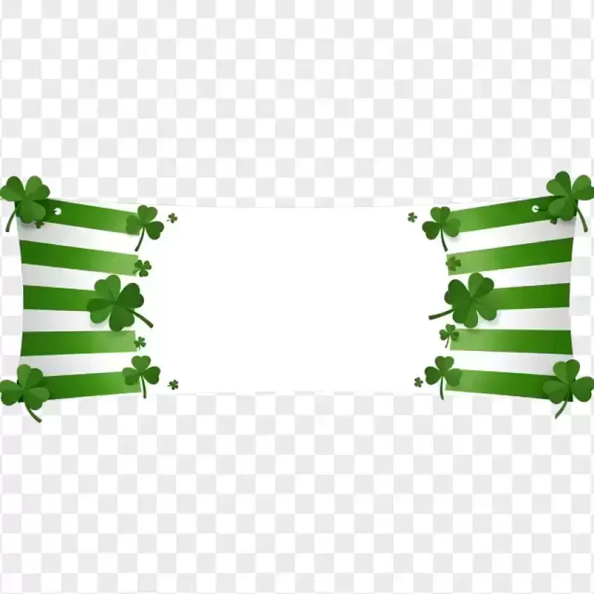 Green Shamrock Banner Frame PNG