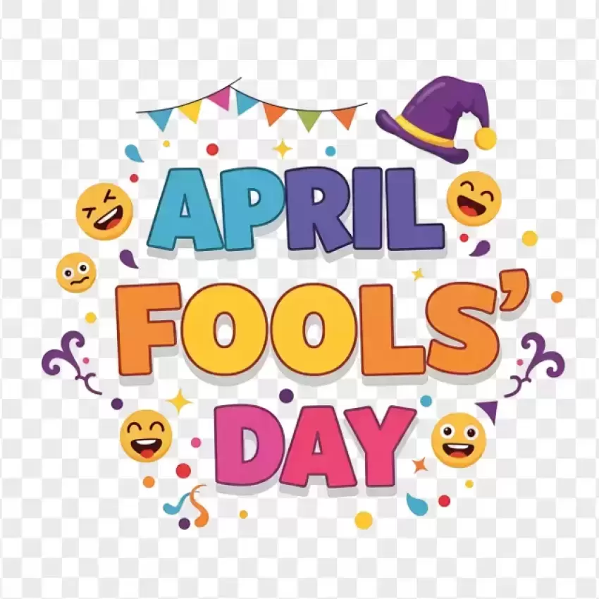 April Fools' Day Funny Typography Design PNG