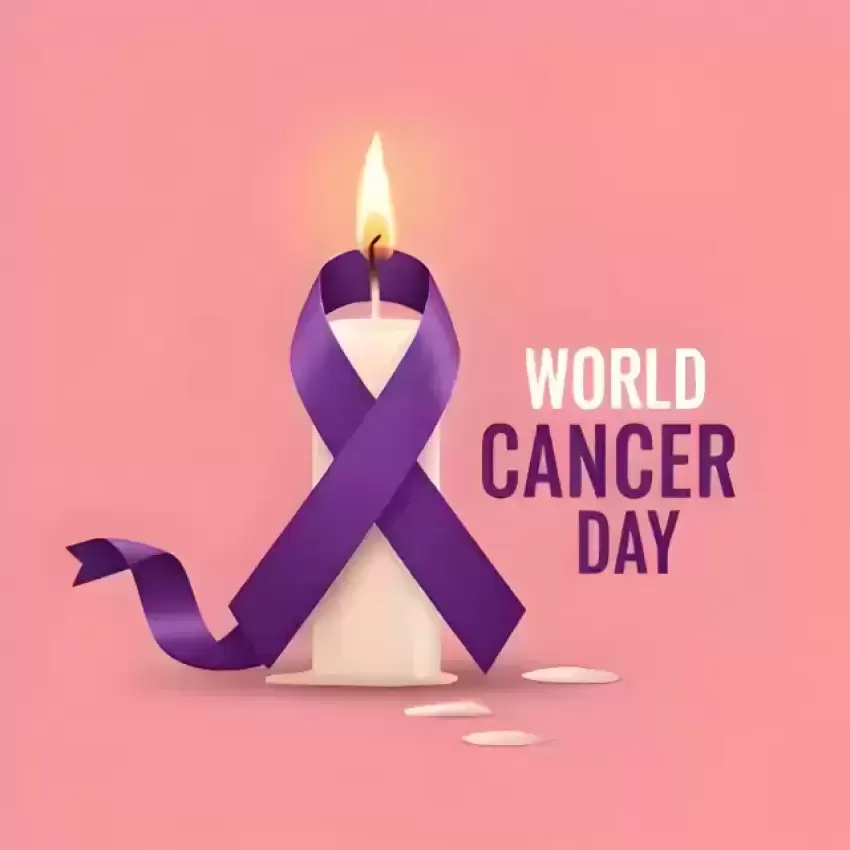 World Cancer Day Candle with Purple Ribbon