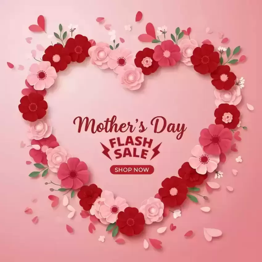 Floral Heart Mother's Day Flash Sale Card