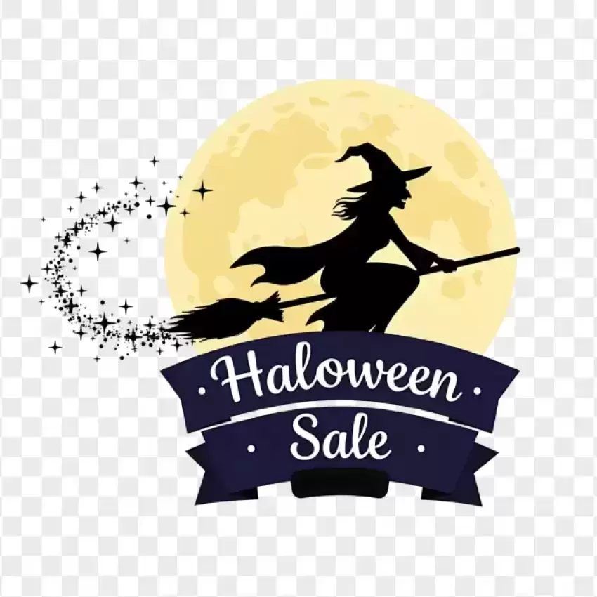 Halloween Sale Witch on Transparent Background