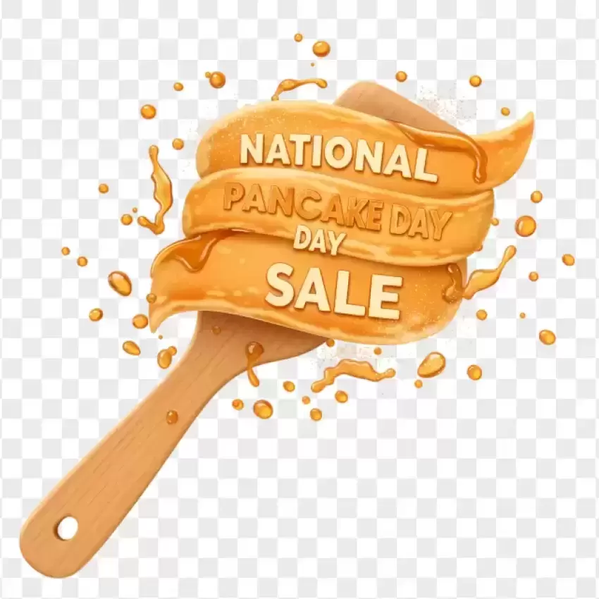 National Pancake Sale Sign with Spoon PNG