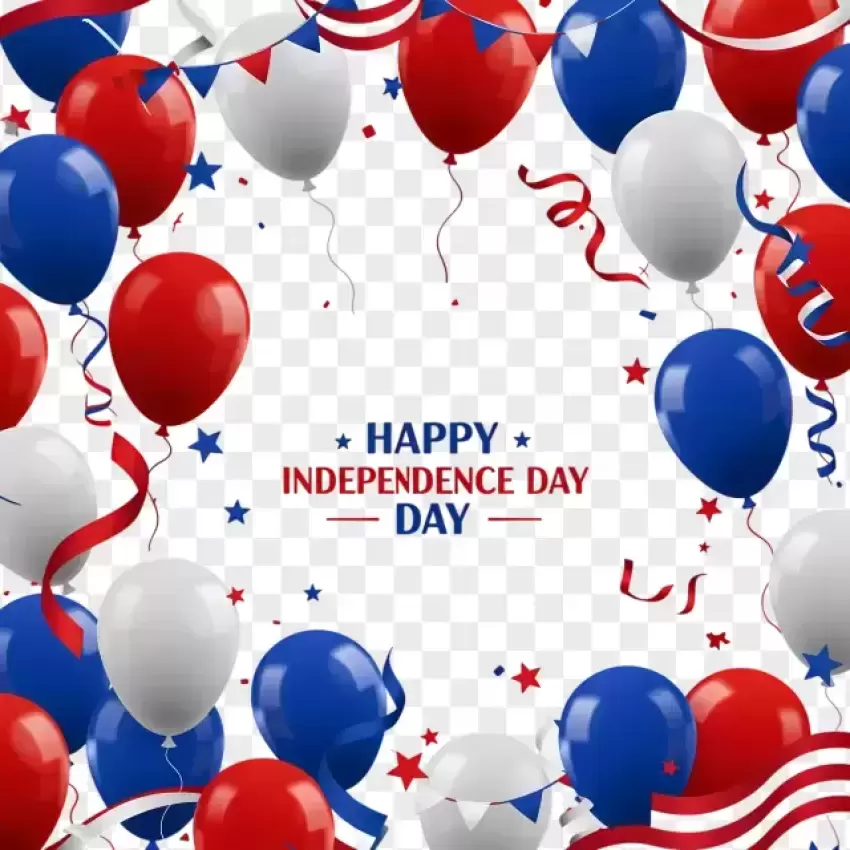 Independence Day Celebration with Balloons PNG