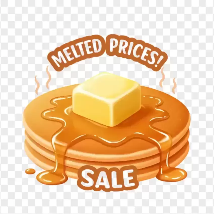 Melted Prices Pancake Sale Sticker PNG