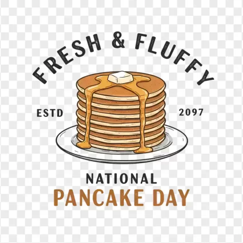 Fresh & Fluffy National Pancake Day Logo PNG