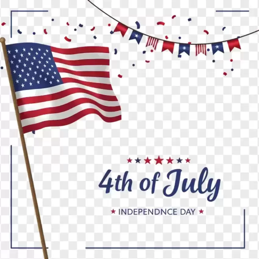 4th of July Flag Illustration PNG