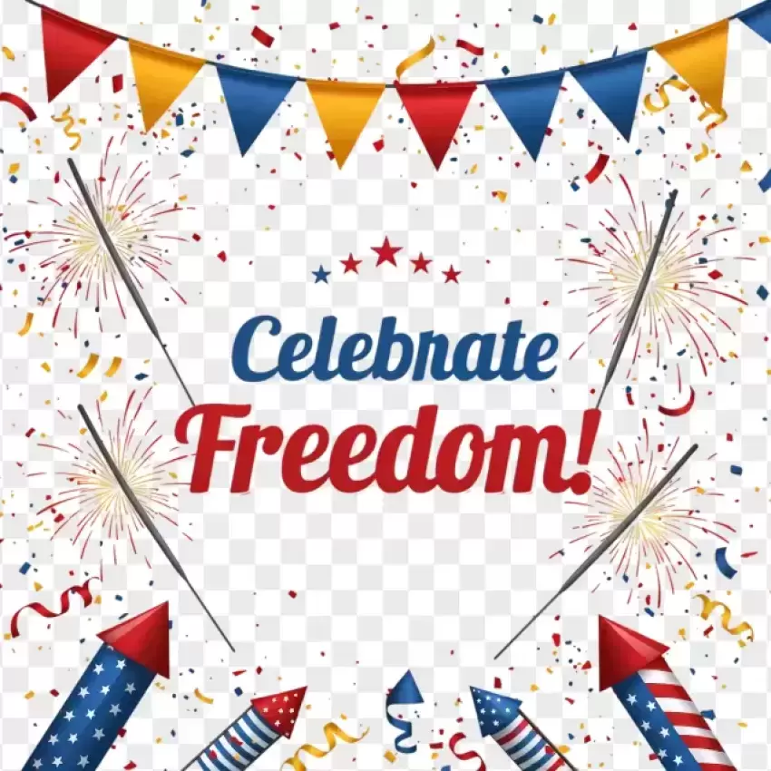 Celebrate Freedom with Confetti PNG