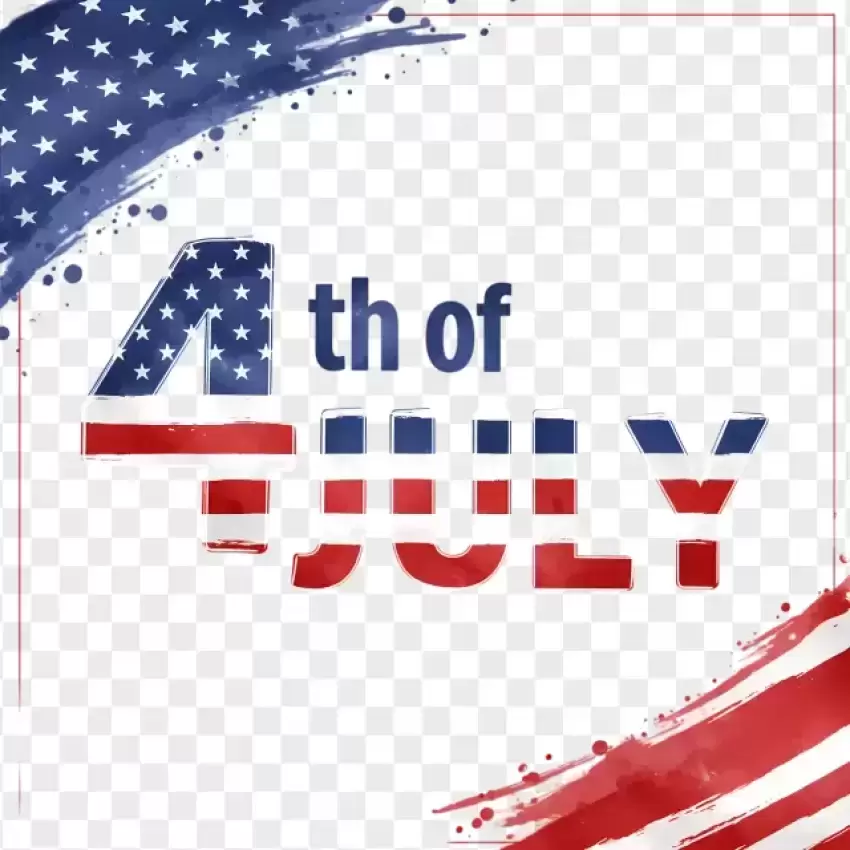 4th of July Brush Stroke Design PNG