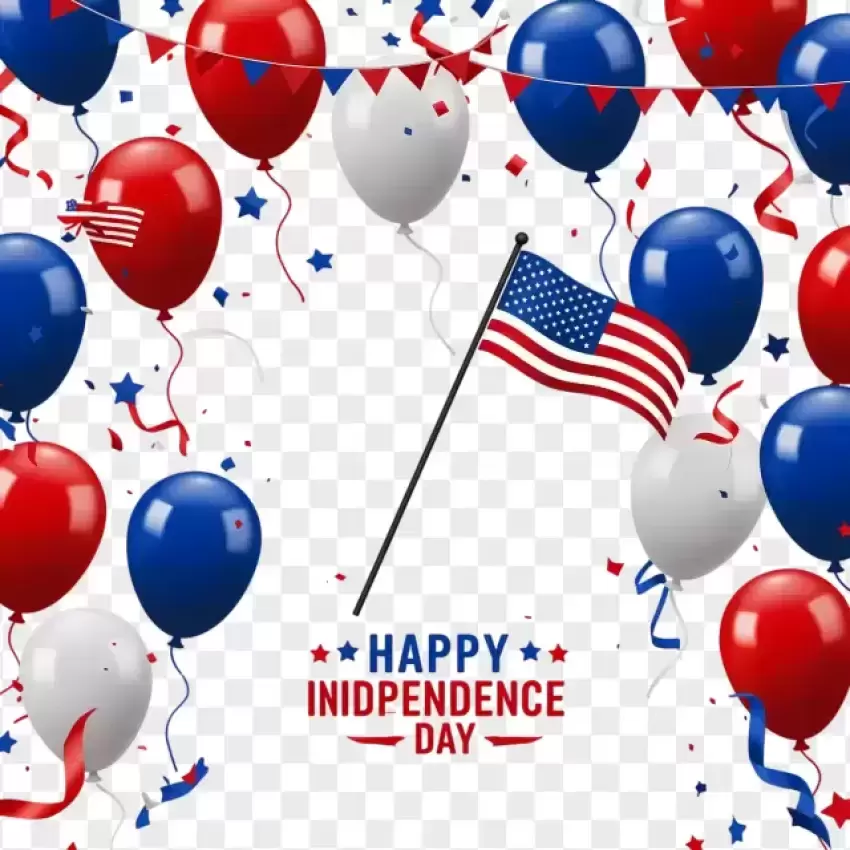 Happy 4th of July Celebration Balloons PNG