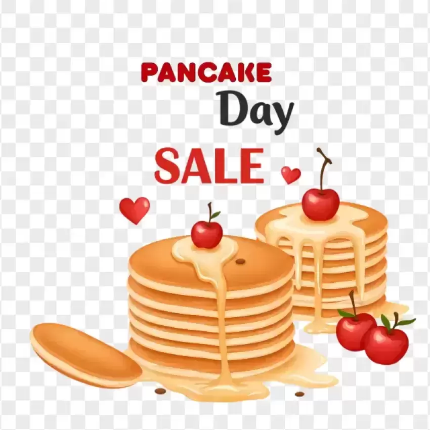 Pancake Sale Sign with Drizzling Syrup PNG