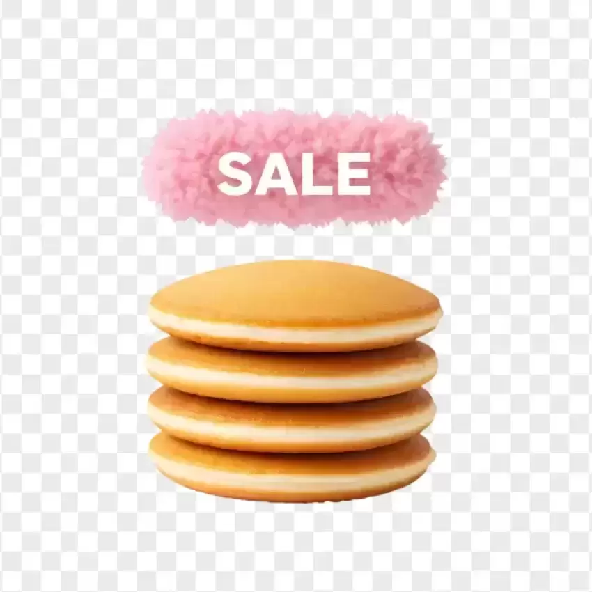 Pancake Sale Sticker with Syrup Drizzle PNG