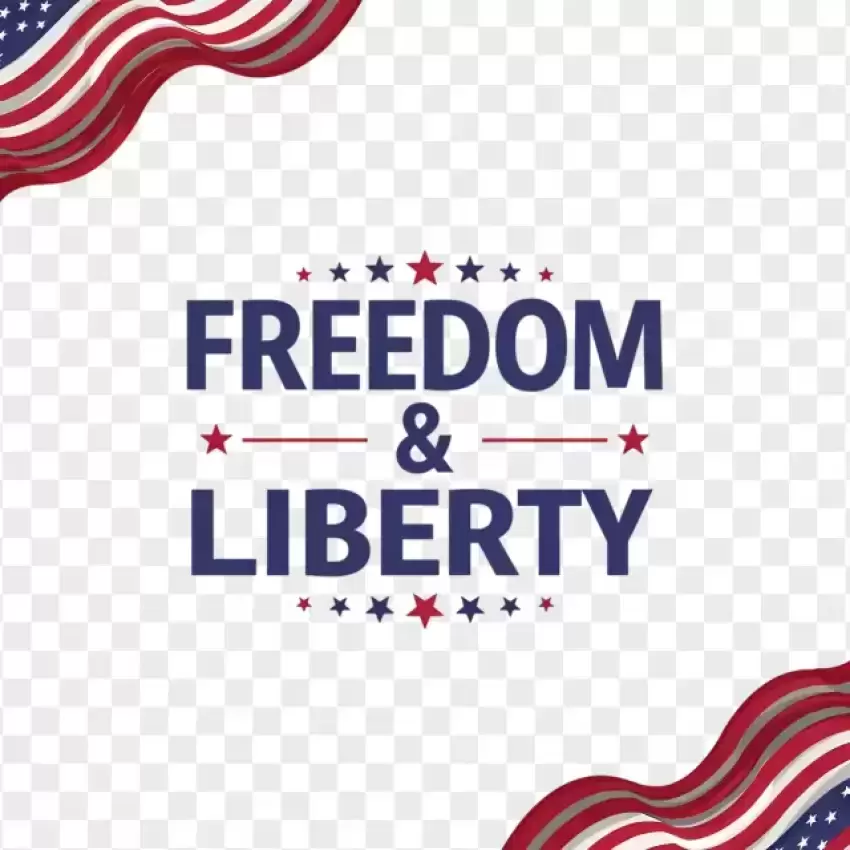 Freedom & Liberty Typography PNG