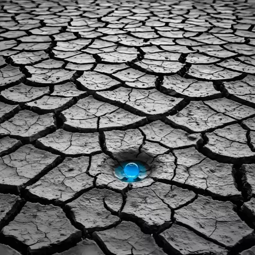 Cracked Earth with Water Drop Illustration