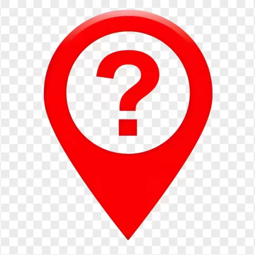 Classic Red Location Pin with a Question Mark