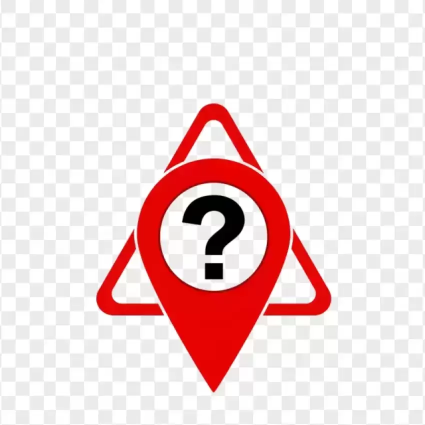 Red Alert Location Pin with a Question Mark & Warning Symbol