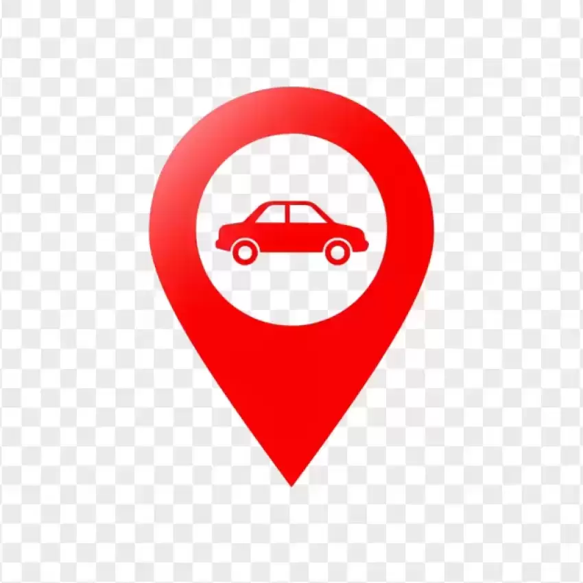 Red GPS Marker with a Car Icon