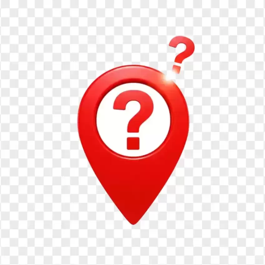 Red Location Icon with a Floating Question Mark Above It