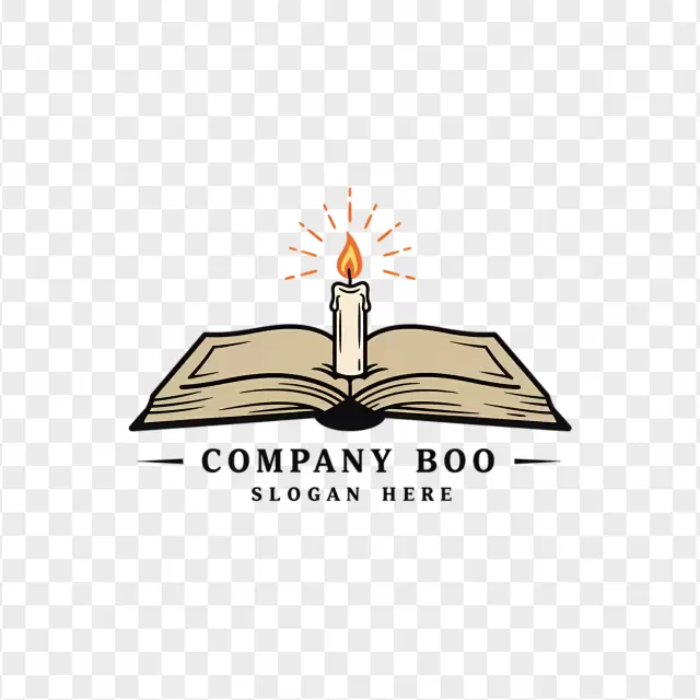 Company Book Logo Open Book with Flame PNG