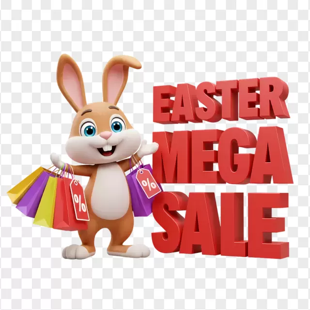 Easter Mega Sale Bunny Shopping Illustration