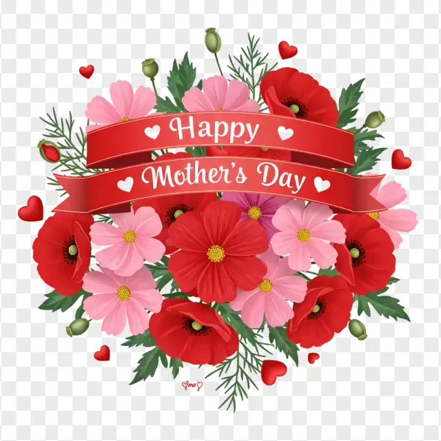 Happy Mother's Day Floral Wreath PNG